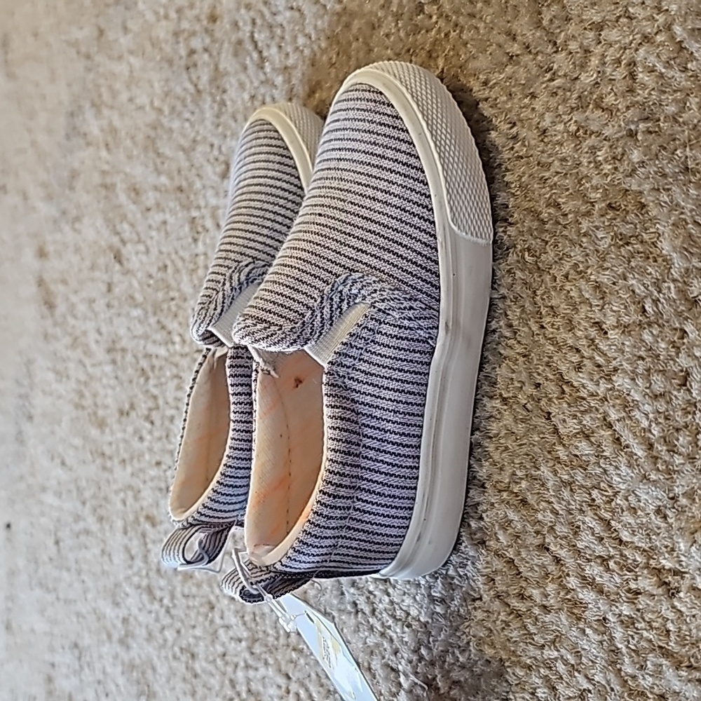 Cat and Jack Slip on Foster Canvas Sneaker blue and white stripped